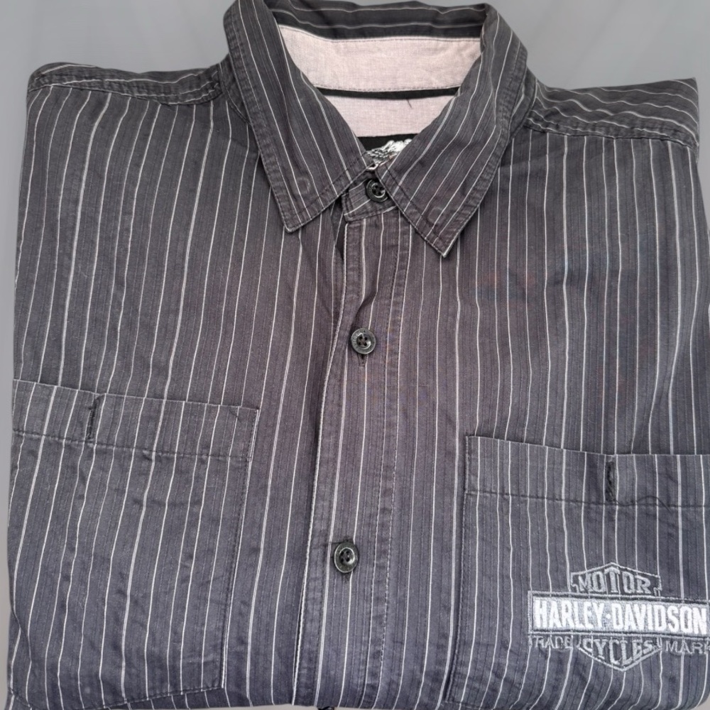 Harley-Davidson Men's Black Striped Button Down Shirt
